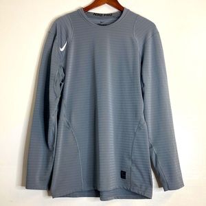 Nike Pro Warm Fitted Top Gray Long Sleeve Mens XL